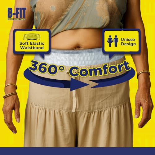 Image of B-Fit Regular Adult Diaper XL Size Pants | 30 Count (Extra Large) | Waist 30-56 inch | Unisex | Leakproof | Even Absorption | Long Protection hours | Brief-Like Fit & Soft Elastic Waist