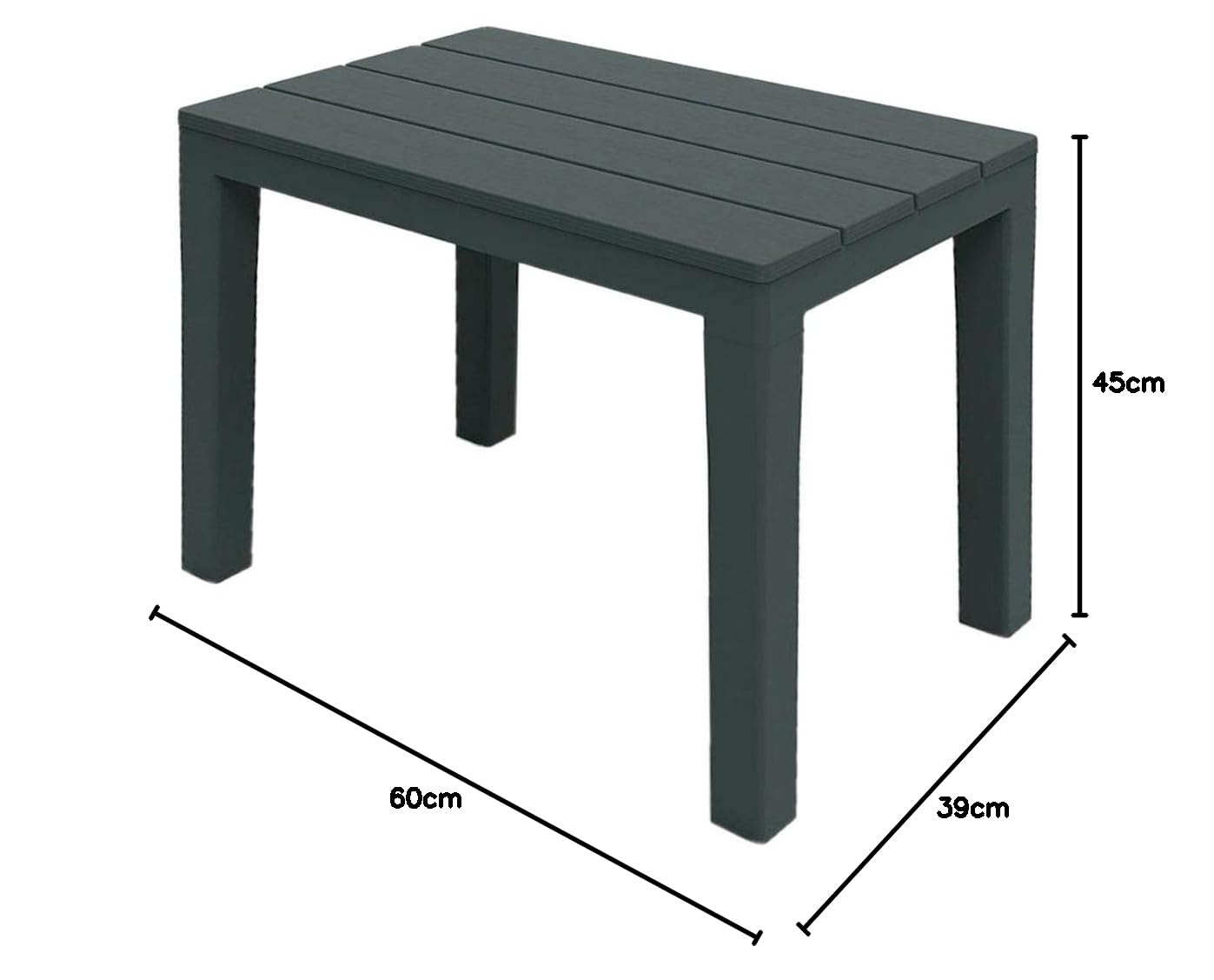Spetebo Stolik ogrodowy w kolorze antracytowym, wymiary: 60 x 39 x 45 cm (szer. x gł. x wys.), na balkon