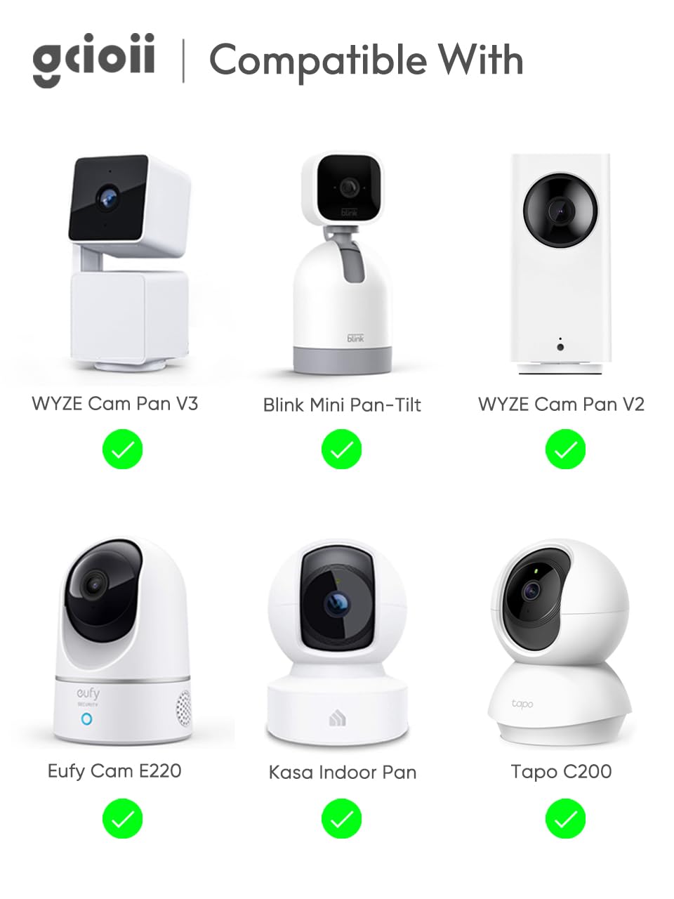 Gcioii Wandhalterung und wetterfeste Schutzhülle für WYZE Cam Pan V3/V2/V1, Blink Mini Pan-Tilt, Eufy Cam E220, Kasa Indoor Pan und Tapo C200 (1 Packung schwarz, Kamera nicht im Lieferumfang