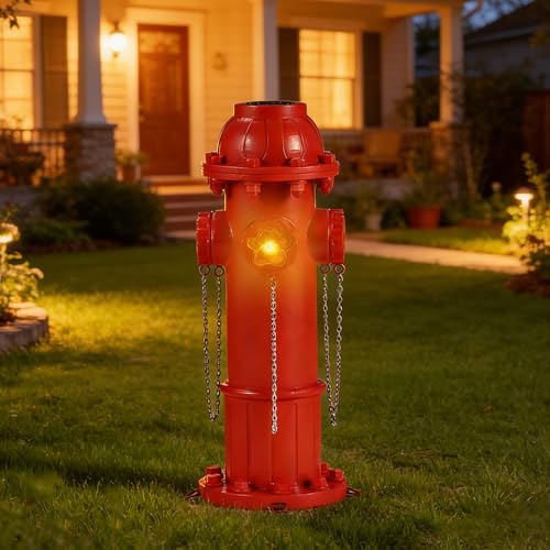 XUEMEKO Solar Dog Fire Hydrant Pee Post with Glowing Paw Print Fire Hydrant for Dogs to Pee On Dog Pee Post for Garden & Patio