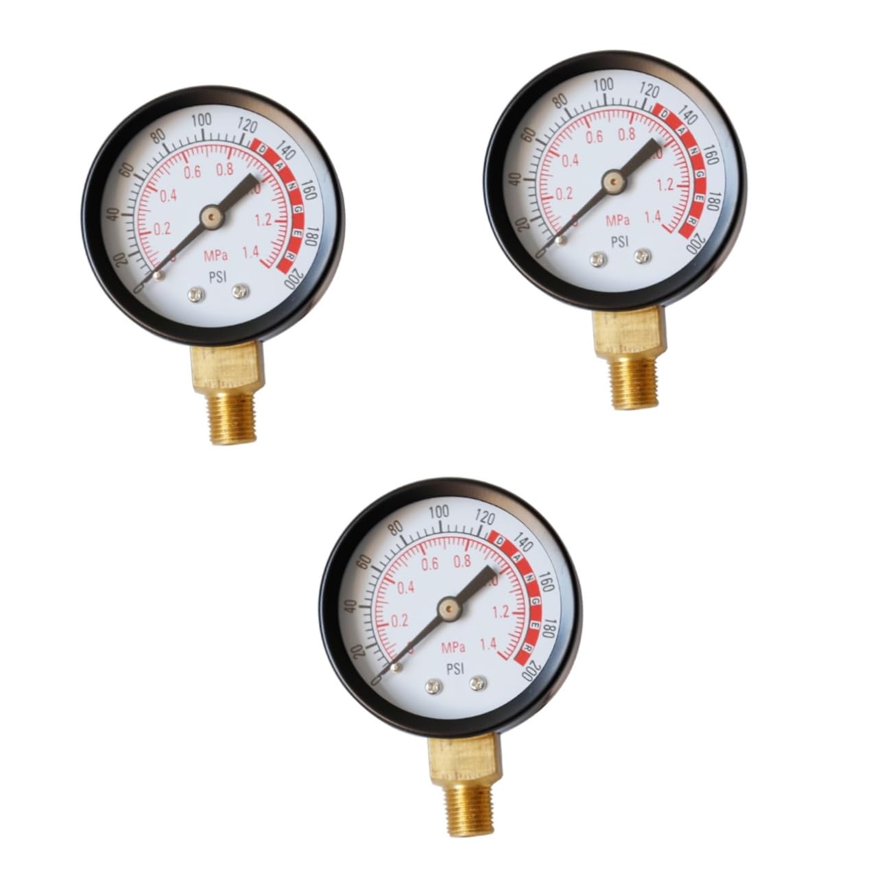 Manomètre NPT PSI SOLUSTRE lot de 3 jauges de pression boîtier métal - 8
