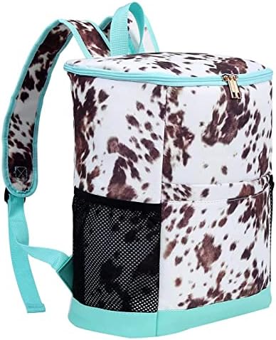 Cooler Backpack Women Cow Leak Proof Backpack Cooler Bags Lightweight Soft Lunch Backpack with Cooler Compartment,Wine Cooler for Hiking Camping,24 cans…