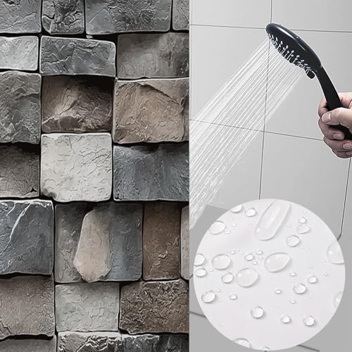 Rideau de douche 240x200 imperméable lavable gris brun en tissu polyester - 6