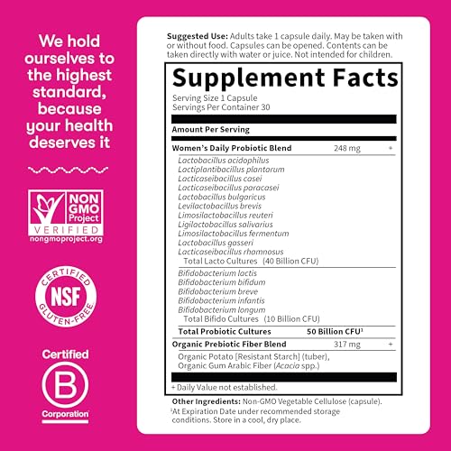 Image of Garden of Life Once Daily Dr.Formulated Probiotics for Women 50 Billion CFU 16 Probiotic Strains with Organic for Digestive,Vaginal & Immune Health,Dairy Free,Shelf Stable 30 Capsules (Pack of 6)