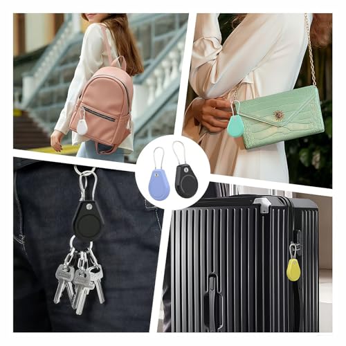 Image of Air Tag Holder 2 Pack - Waterproof Keychain Case with Steel Wire Cable & Hex Lock, Anti-Lost Shockproof Cover Compatible with Apple Air Tag for Luggage, Backpack, Keys, Bicycles, Kids Items