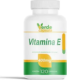 Vitamina E 400mg 120 Cápsulas - Acetato DL-Alfa-Tocoferol - Suplemento Alimentar - Verde Cápsula