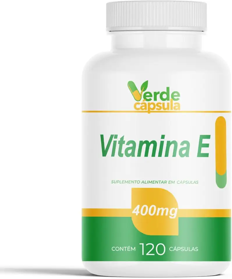 Vitamina E 400mg 120 Cápsulas - Acetato DL-Alfa-Tocoferol - Suplemento Alimentar - Verde Cápsula