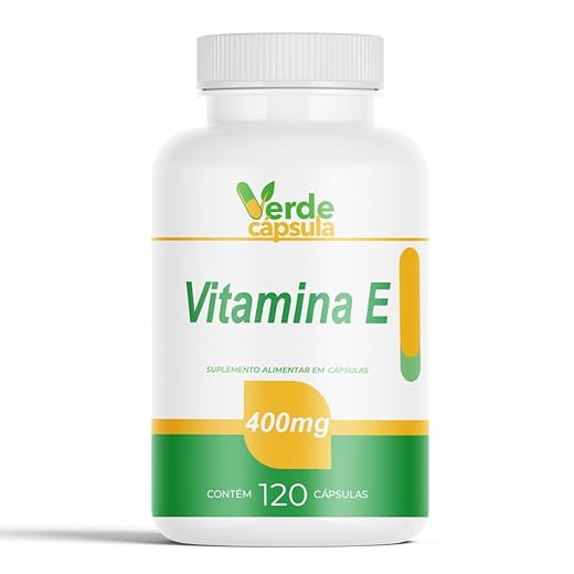 Vitamina E 400mg 120 Cápsulas - Acetato DL-Alfa-Tocoferol - Suplemento Alimentar - Verde Cápsula
