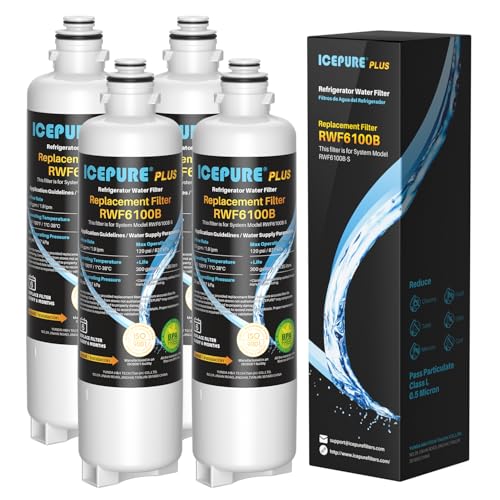 Image of ICEPURE PLUS BORPLFTR50 Refrigerator Water Filter Replacement for Bosch Ultra Clarity Pro BORPLFTR55, 11032531, 12033030, 12028325, 11025825, B36CT80SNS, B36CL80ENS, WFC100MF, WFS200MF, 4PACK