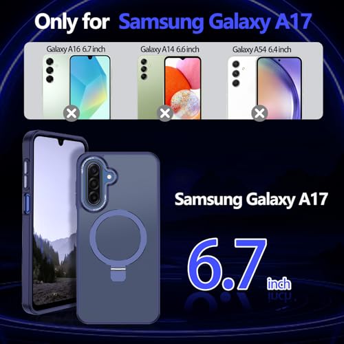 Hensione for Galaxy A17 5G Case,[Compatible with MagSafe][Invisible Magnetic Stand Ring Holder],Slim Shockproof Translucent Matte Back Cover for Samsung Galaxy A17 5G 6.7",Blue - image 2