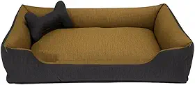 Cama Pet para Cachorro ou Gato Tamanho Médio 70x50cm Com Zíper Lavável Para Animais até 16 kg (Marrom/Preto)