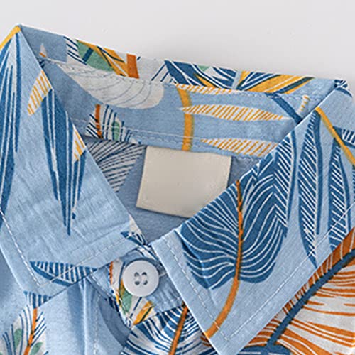Little & Big Boys Button Down Hawaii Shirts Short Sleeve Tropical Shirt Tops for Kids Boys Extra Small Long3