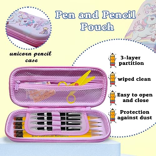 Image of FunBlast Canvas Multipurpose Zipper Pencil Case,Unicorn Pencil Pouch For Girls,Pen & Pencil Pouch Bag Case For School Supplies For Kids,Stationery Organizer,Return Gift For Kids (Pink)