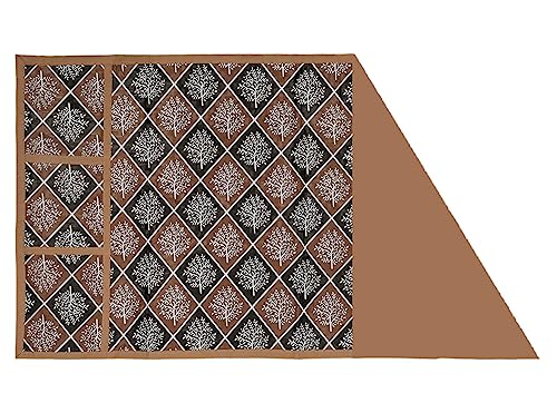 Image of Kuber Industries Floral Checks Print Fridge Cover With Side Pockets|Fridge Top Cover|Refrigerator Cover|Washable Cotton Material|6 Utility Pockets (Beige)