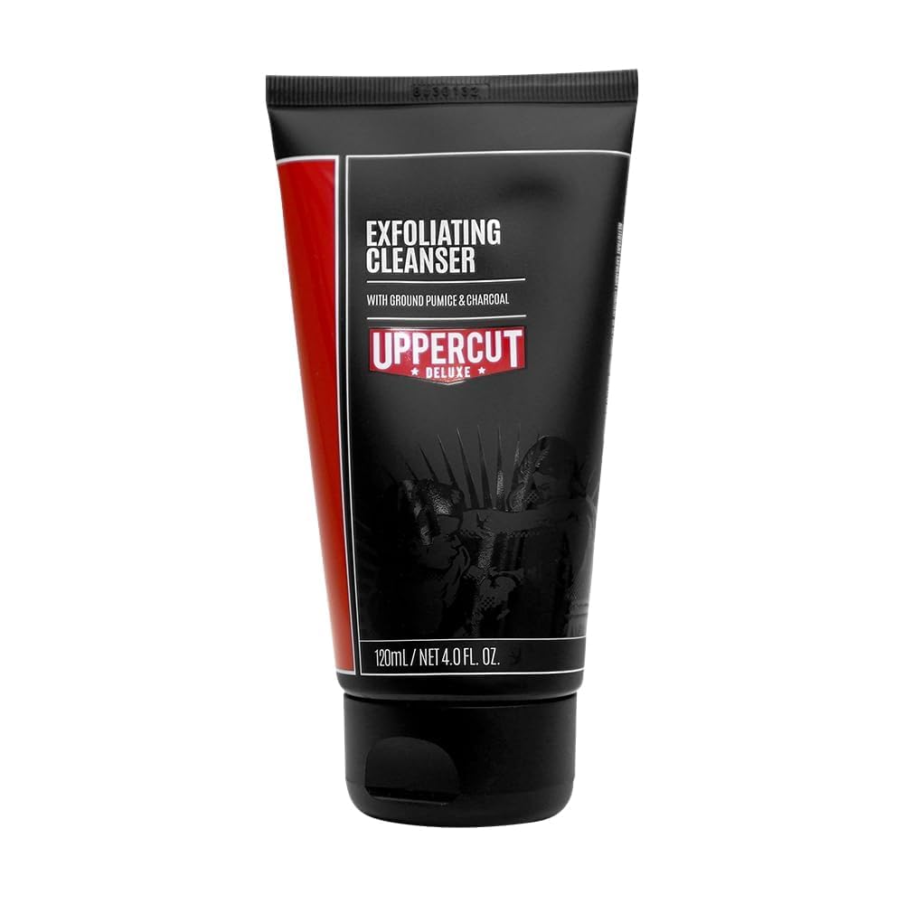 Uppercut Deluxe Exfoliating Cleanser, Gently Cleanses and Detoxes Skin with Ground Pumice and Charcoal, Suitable for Daily Use 120ml