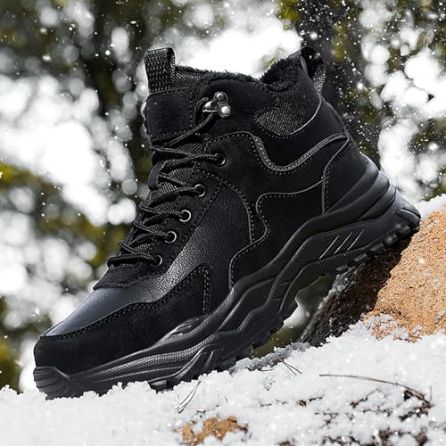 Men'S Suede Lace-Up Platform Hiking Boots Comfort Round Toe Fully Fur Lined High Top Non-Slip Snow Boots For Trail Travel Outdoor Dress Ankle Boots2