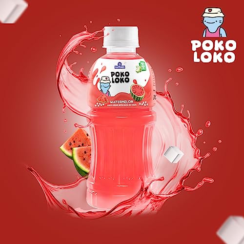 Image of Sapphire Poko Loko Watermelon Flavoured Fruit Juice Drink with Nata De Coco | Energy Booster Drink filled with Natural Fruit Fibres | No Added Preservatives and Colours - 300ml (Pack of 6)