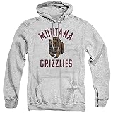 University of Montana Official Grizzlies Logo Unisex Adult Pull-Over Hoodie ,Athletic Heather, Small, CLCMT201-AFTH-1