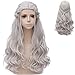 Probeauty Long Braid Curly Women Cosplay Wigs for Daenerys Targaryen khaleesi+Wig Cap (Silver Curly Braid B)