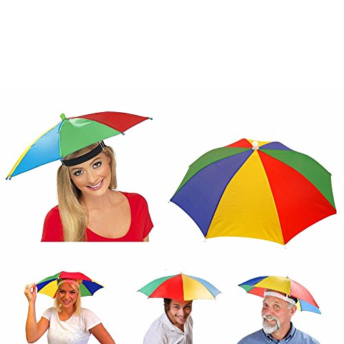 Foldable Novelty Umbrella Sun Hat Golf Fishing Camping Fancy Dress Multicolor Head Umbrella For Adult Kids (Sky Blue) #TOP5