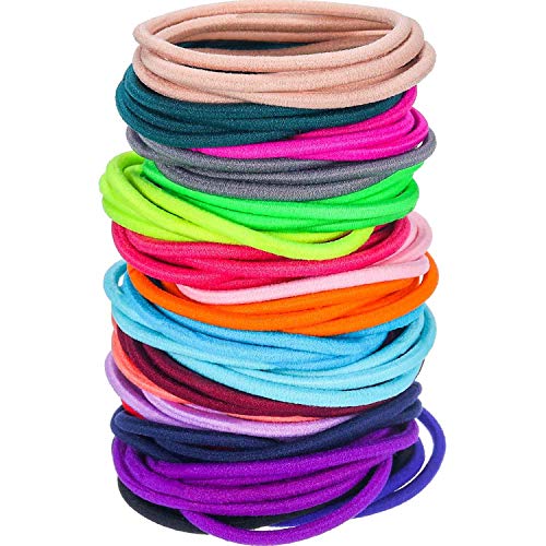 eBoot 100 Packs 4 mm Thickness Hair Elastics Hair Ties Hair Bands Bulk Ponytail Holders (Multi-color)
