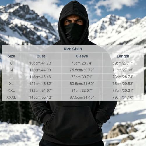 Mens Pullover Hoodie Face Cover Kangaroo Pocket Casual Outdoor Sweatshirt - image 5