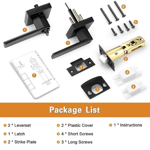 Probrico 10 Pack Matte Black Door Handles Privacy Door Levers, Heavy Duty Bed and Bath Door Locks Interior Keyless Locksets, Reversible Flat Levers with Square Rosette by Probrico - Image 7