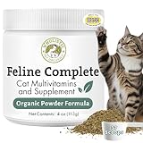 Wholistic Pet Organics Feline Complete - 4 Oz - Multivitamin & Probiotic Powder for Cats - Natural Cat Food & Digestive Support - 37 Scoops