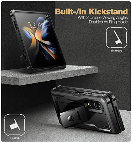 Coque Samsung Galaxy Z Fold 4 5G Dexnor avec protège-écran et support intégrés - Noir