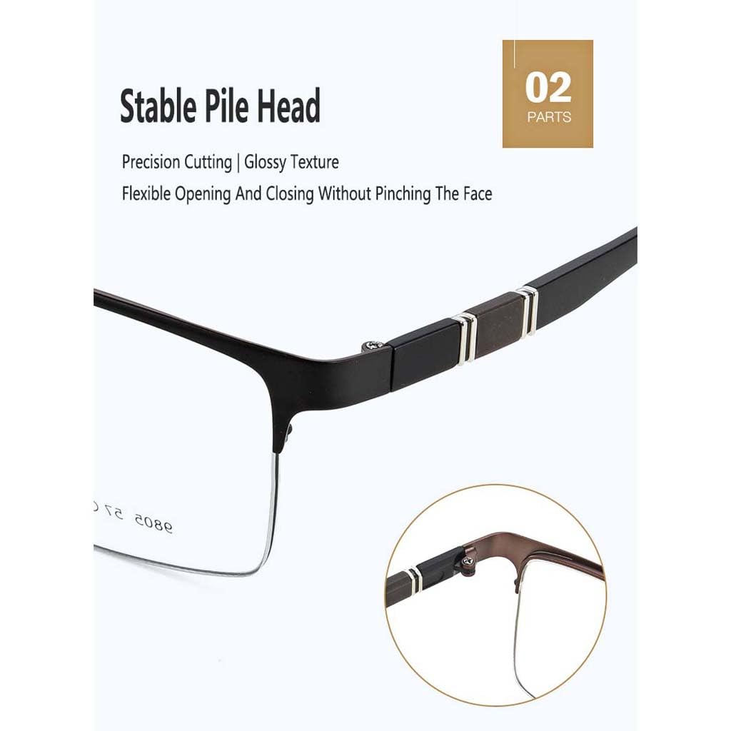 WZX Gafas de Lectura de Media Montura para Hombre, Gafas de Lectura antiluz Azul, Gafas de Lectura rectangulares de Metal semisin Montura con bisagras de Resorte