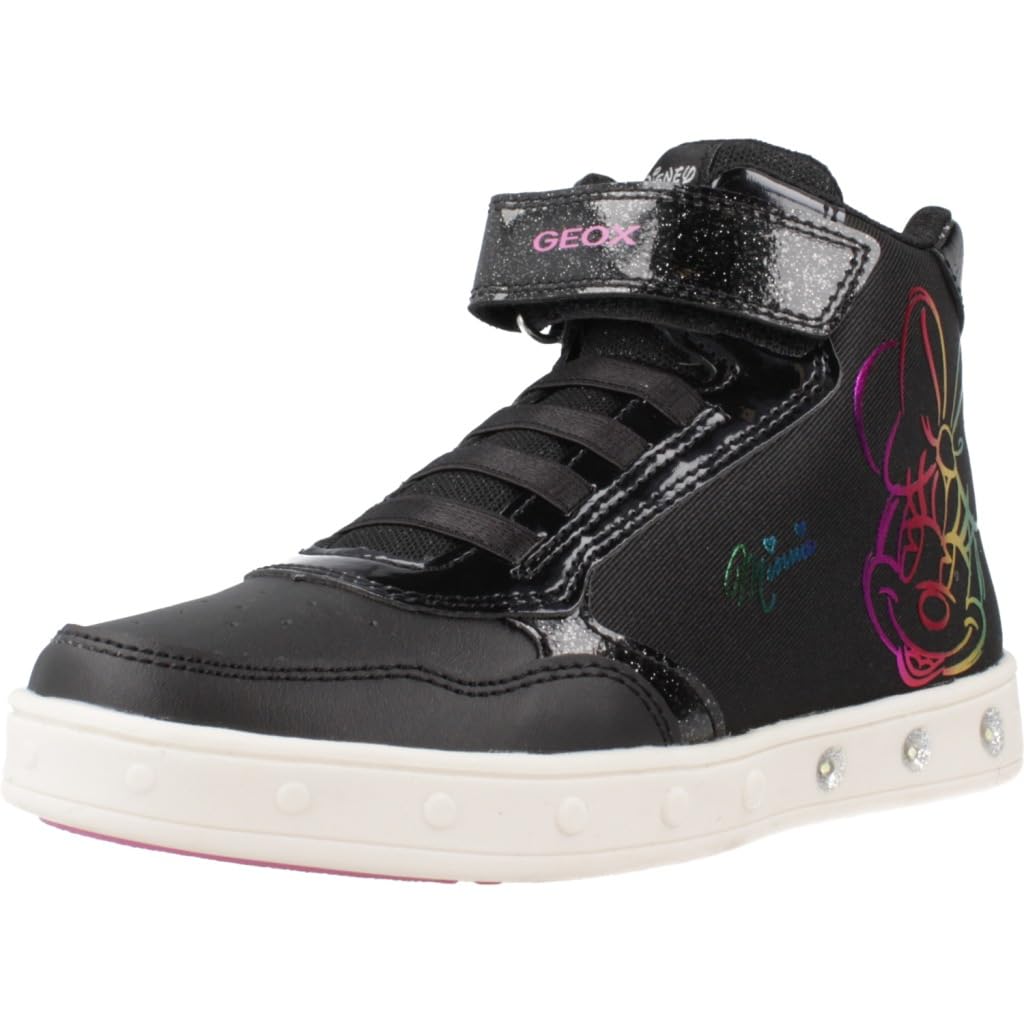 Geox J Skylin Girl E Sneaker, Black, 0 UK