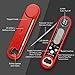 Instant Read Meat Thermometer, Olivivi Waterproof Ultra Fast LCD Cooking Thermometer, Digital Food Thermometer for Kitchen, Outdoor Cooking, BBQ, Candy, Milk, and Grill (red)
