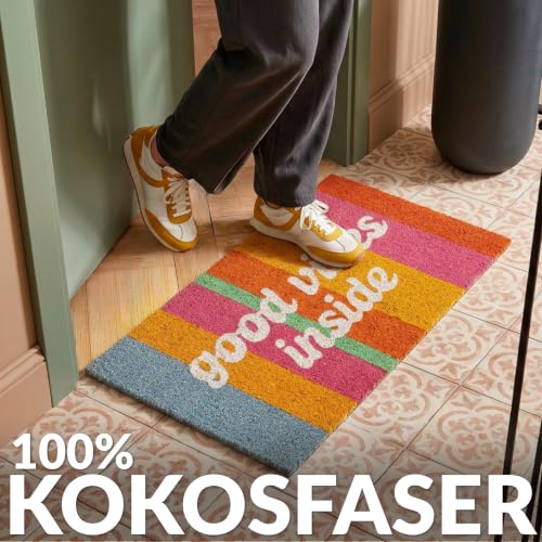 FISURA – Fußmatte Good Vibes Inside“ aus Kokosfaser mit Rutschfester PVC-Unterseite. Handbemalte… – Ansicht 5