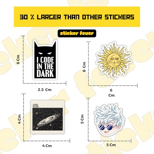 Image of Sticker Fever - Pack of 15 Cute Stickers for Laptops /Mobiles /Guitar /Journal etc. (Aesthetic)