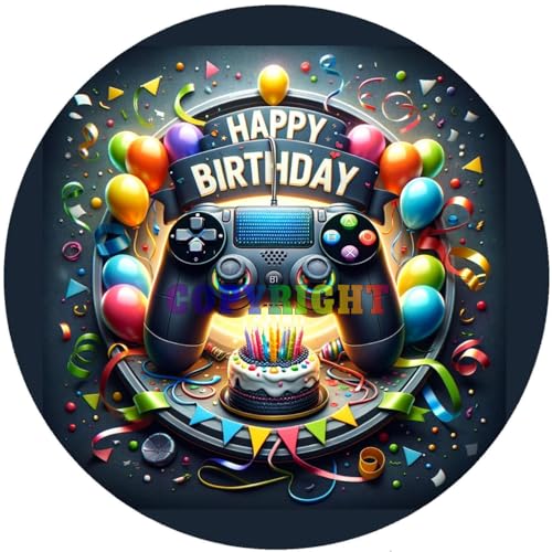 Decoración para tarta de cumpleaños, diseño de jugador de cumpleaños con texto en inglés 'Gamer K 112'