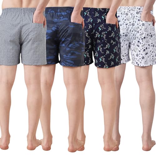 Image of Urban Scottish Ultra-Comfortable Men's Boxer Pants (Pack of 4), 100% Cotton with Stylish Print, Soft & Stretchy Elastic Waist Band, Dynamic Movement & Hardwearing Stitching,Breathable Gentle Snug Fit
