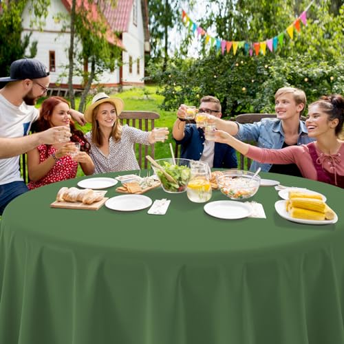 Hallswl 24Pcs 84 Inch Round Sage Green Tablecloth 4 Green Colors Disposable Plastic Round Table Cover for Baby Shower Bridal Wedding Birthday Party Decorations and Supplies by Hallswl - Used condition - Image 6