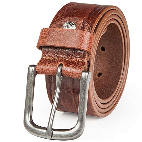 Ceinture en cuir véritable Lindenmann marron cognac 40 mm pour pantalon homme