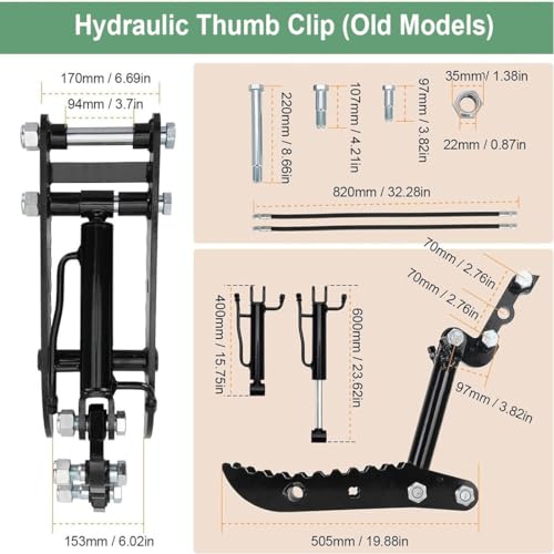 Pulgar hidráulico para mini excavadora evita deslizamientos con agarre de acero Mn 4