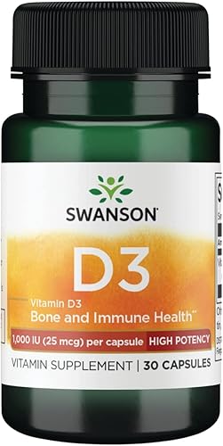 Swanson Vitamina D-3 de alta potencia 1000 Iu (25 mcg) 30 cápsulas