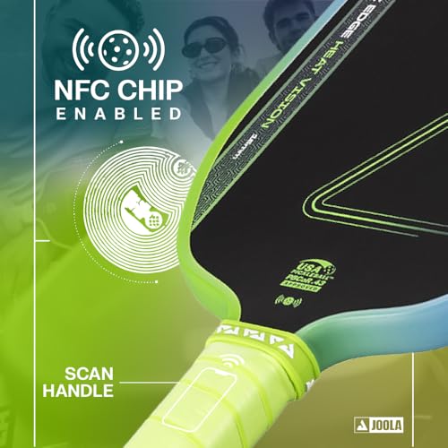 Image of JOOLA Agassi Heat Vision 16mm Pickleball Paddle - New Shape w /Extended Sweet Spot - Textured Carbon Fiber Surface for Spin - SK Film for Less Vibration - USAP Approved - NFC Chip Enabled