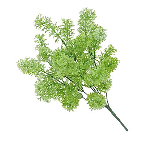Fengyuanhong Künstliche Pflanze Gras Hausgarten-Landschaft Pflanze Dekor Hochzeit Kunststoff-Fälschungs-Gras, Kunststoff-Pflanze Gras Kunstpflanze künstliche 6 Branchen, Weiss Cover