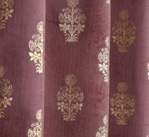 Image of Premium Velvet Long Door Curtains 9 Feet Long, Golden Foil Matka Design Room Darkening Curtains, Thermal Insulated Parda 4 Feet X 9 Feet (48 inch X 108 Inch) - 1 Pcs Wine Colour