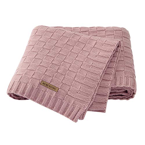 Image of LAWKUL Baby Blankets for Girls Pink Soft Babe Knit Blanket Cable Newborn Infant Receiving Swaddle Boys Crib Stroller 40"x30"