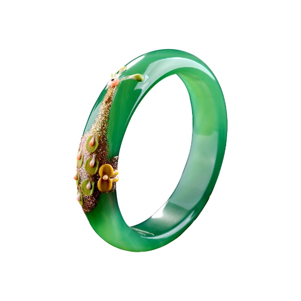 Verde Giade Bangle per Donne Bracciale di buona Fortuna Bracciale Donna Jade Bracciale Bracciale Vintage Vintage Bracciale Stone Birthday Christmas (Women Jade Bangle112, 58-59mm)