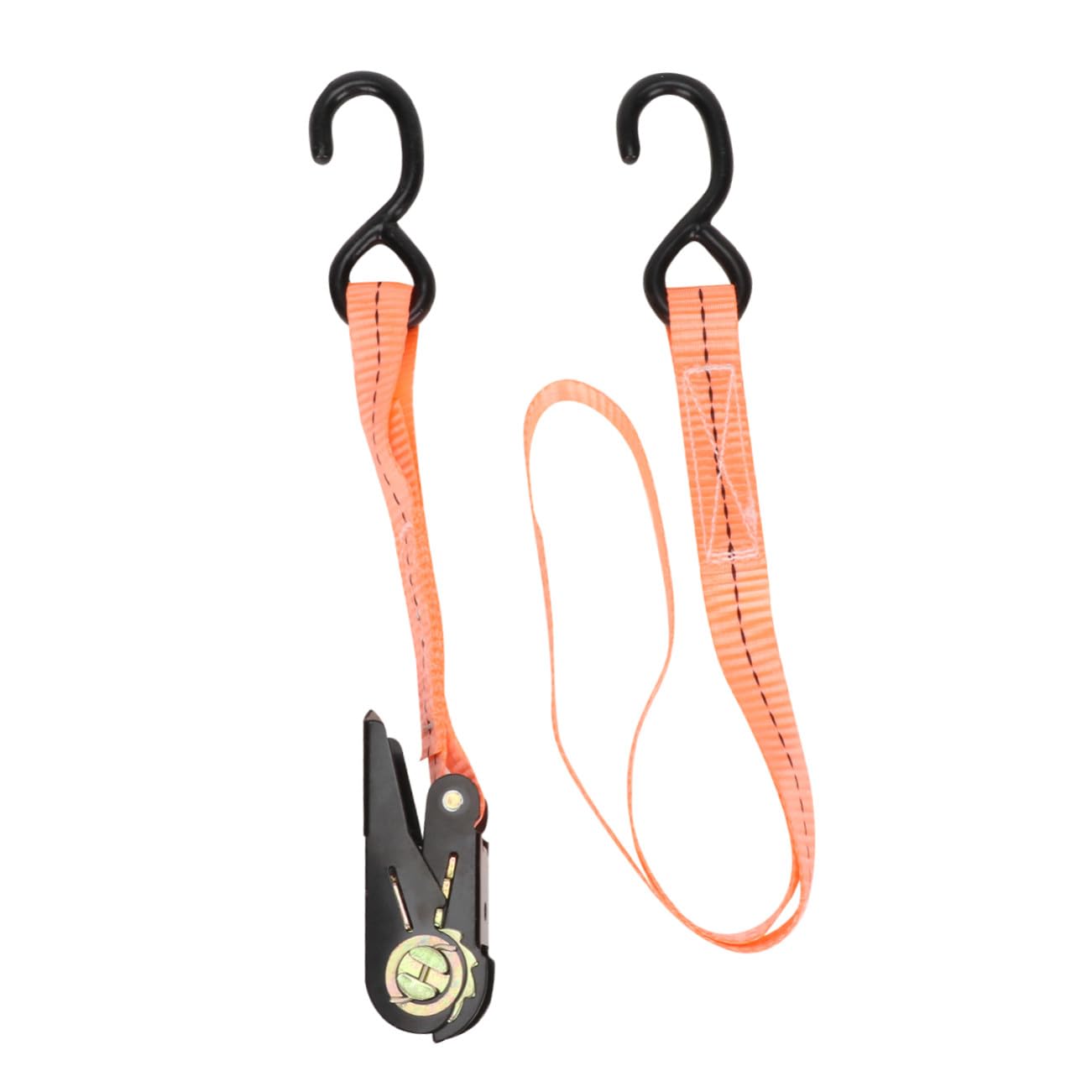 Sangles de Manutention Antidérapantes en Polyester et Acier Tendeur Élastique à Libération Rapide pour Chargement sur Toit de Camion, Lot de 2 Pièces Orange
