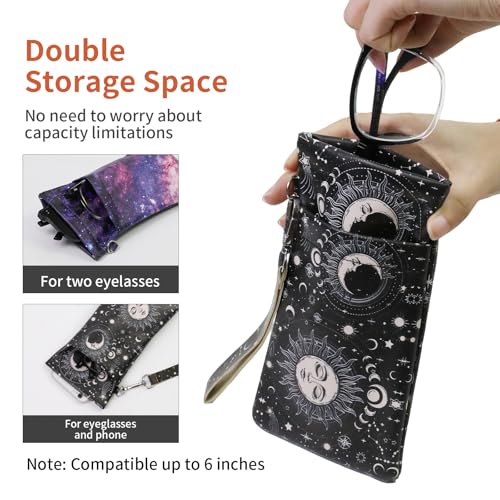 Image of Double Eyeglass Case Soft Dual Glasses Case for Women Men Travel Squeeze Top Sunglasses Cases Eyeglasses Pouch