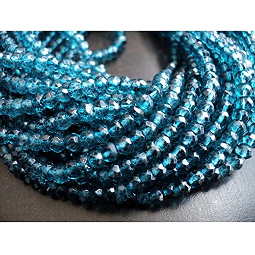 Perles rondelles quartz bleu 4mm lot de 10 rangs pour fabrication bijoux fait main