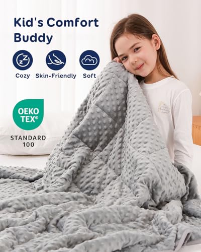 Image of Kivik 3 lbs Weighted Blanket, Cooling Soft Minky Dotted Heavy Blankets Throw for Better Relaxing & Sleeping, Machine Washable, 36x48 Inches, Grey
