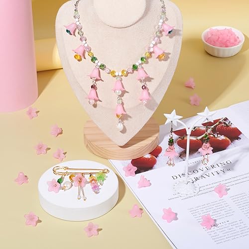 Cuentas de acrílico esmerilado Crafans con forma de flor transparente para joyería 4